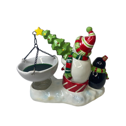 Snowman & Penguin Hanging Tea Light Wax Candle Burner Vintage Linens-N-Things