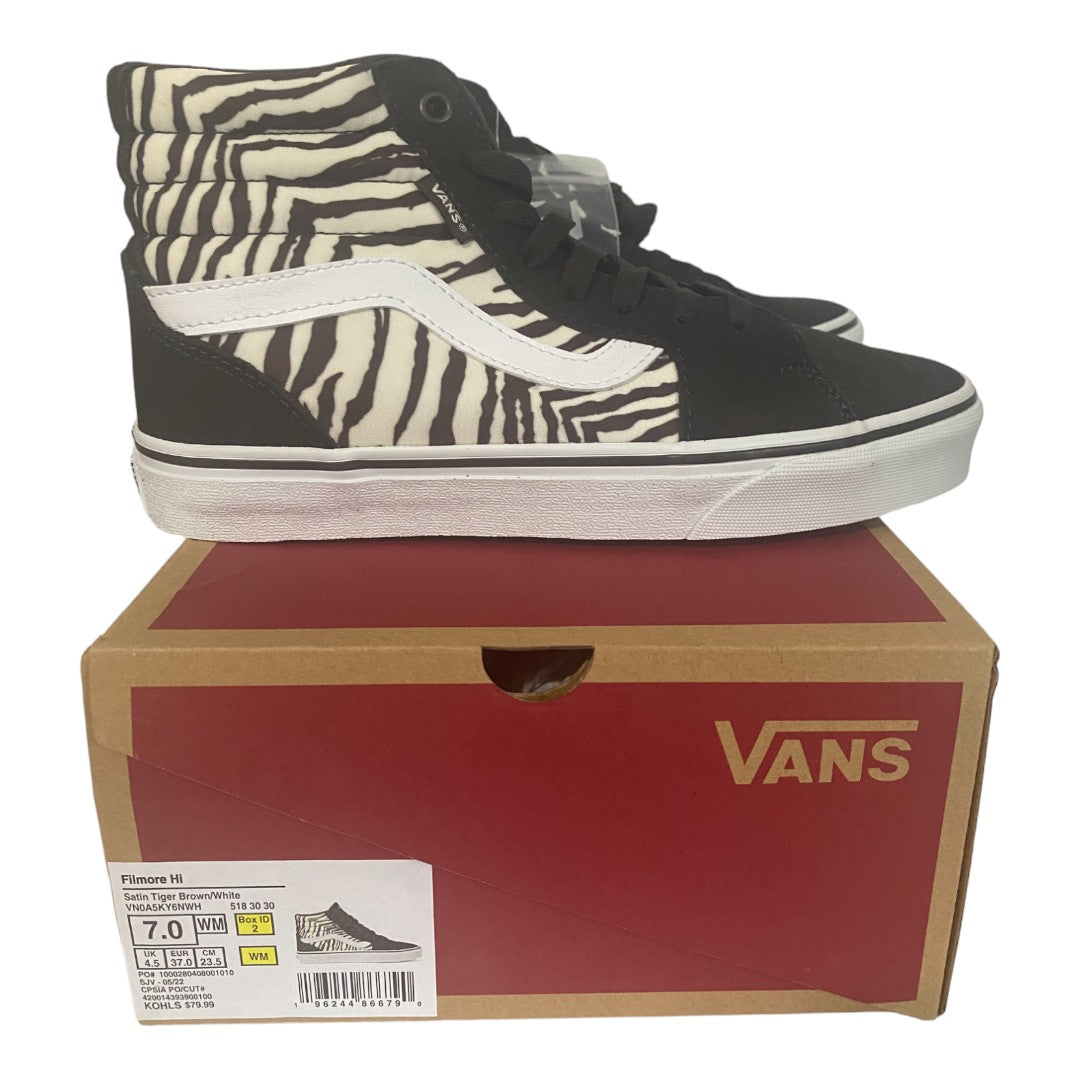 Vans Filmore Hi Women's High-Top Shoes Satin Tiger Brown/White Women Size 7 NWB