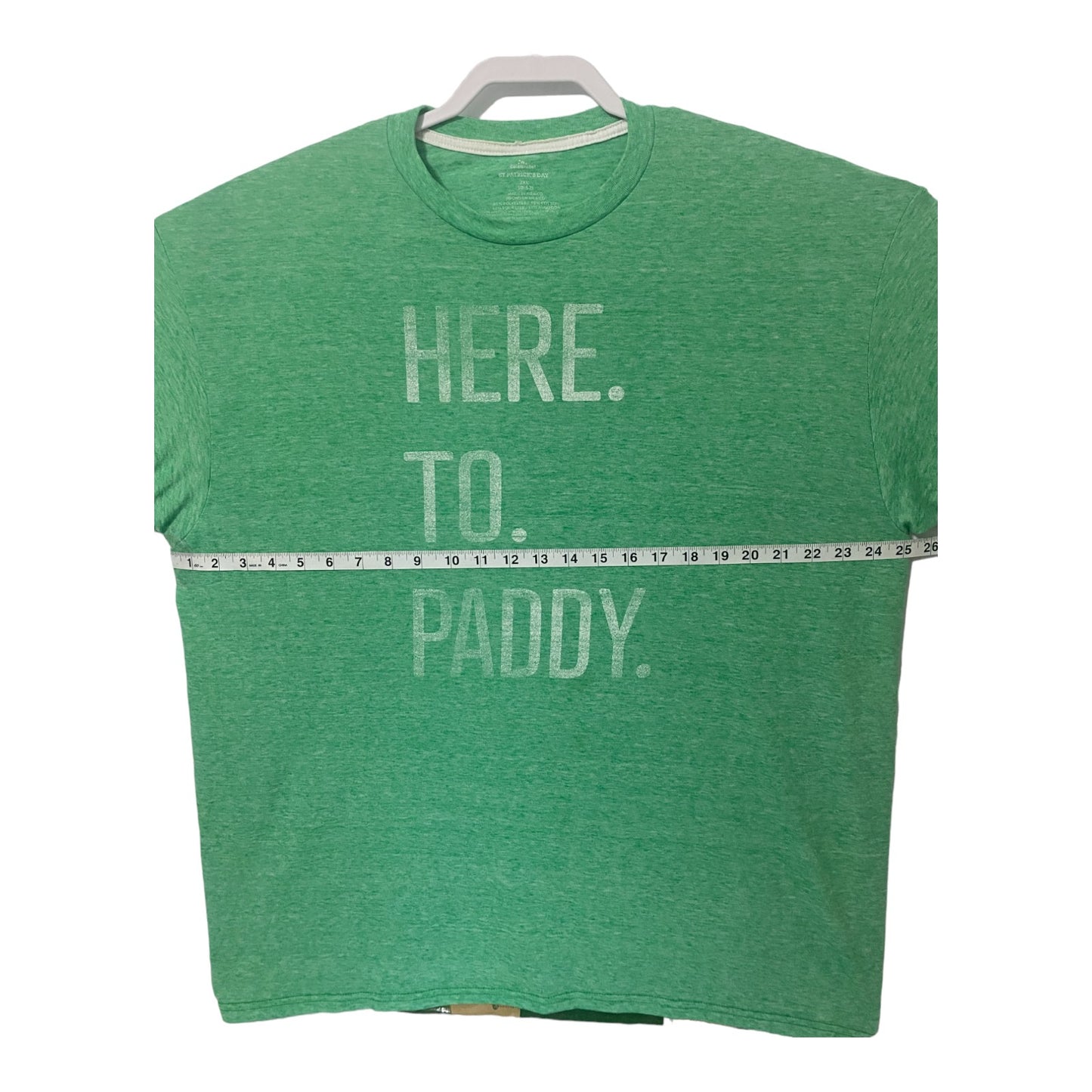 Men's Heather Green Here to Paddy St. Patrick's Day Graphic Tee Size 2XL T-Shirt