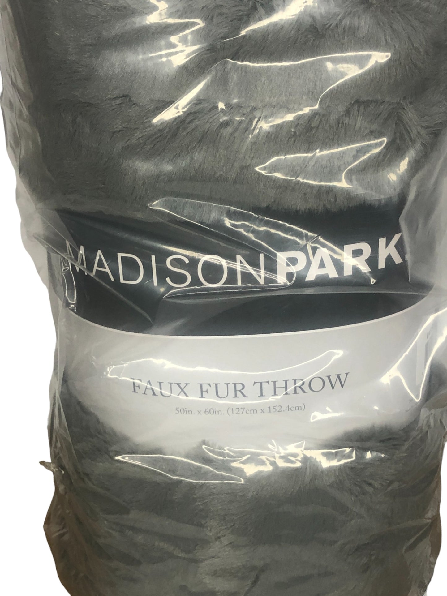 Madison Park Gray Faux Fur Throw Blanket 50 X 60 Super Soft Gray New with Tag