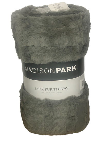 Madison Park Gray Faux Fur Throw Blanket 50 X 60 Super Soft Gray New with Tag