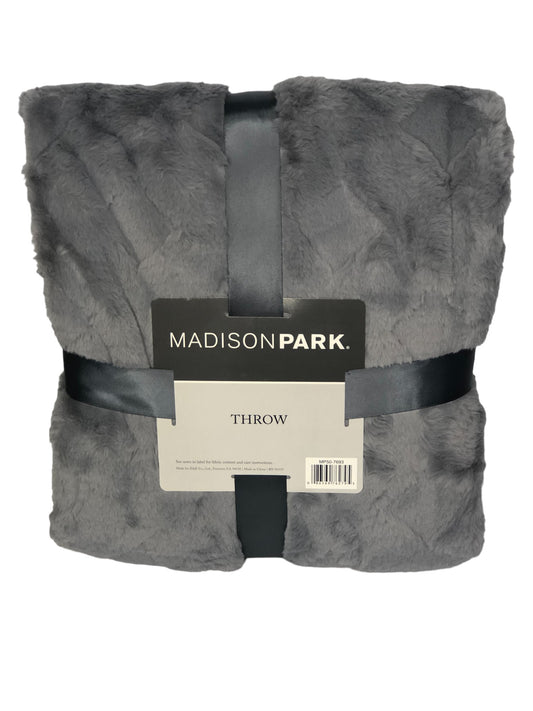 Madison Park Gray Faux Fur Throw Blanket 50 x 60