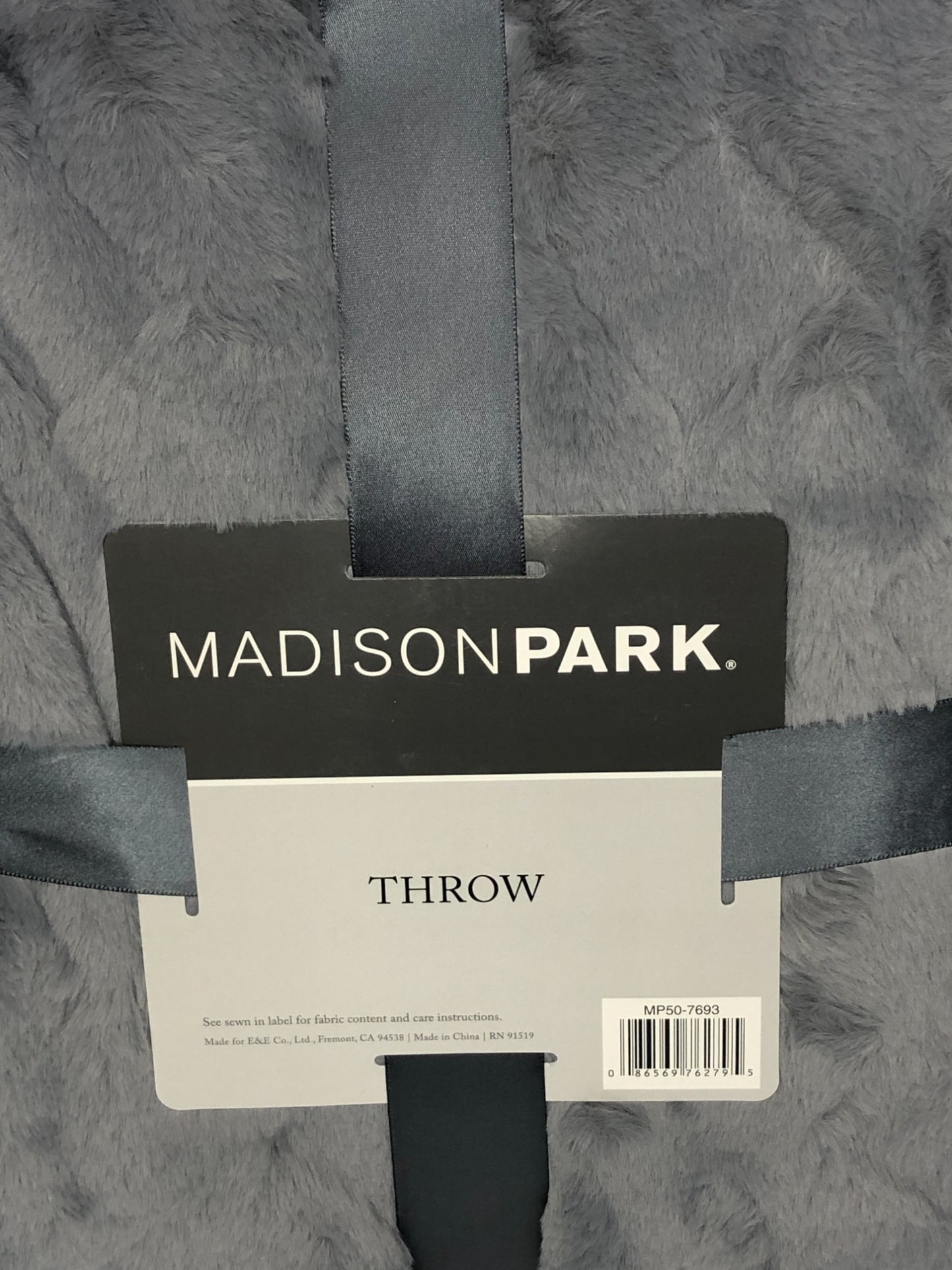 Madison Park Gray Faux Fur Throw Blanket 50 x 60