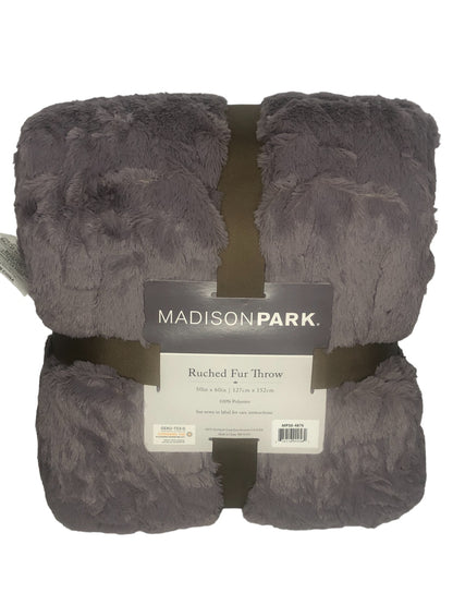 Madison Park Lavender Throw Blanket Soft Blanket Ruched FAUX FUR 50 x 60 LAVENDER