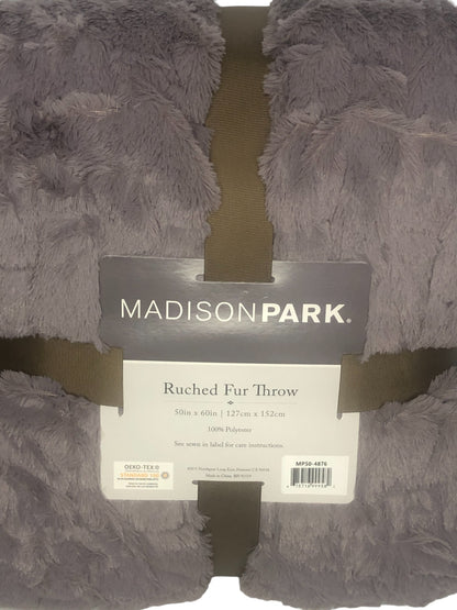 Madison Park Lavender Throw Blanket Soft Blanket Ruched FAUX FUR 50 x 60 LAVENDER