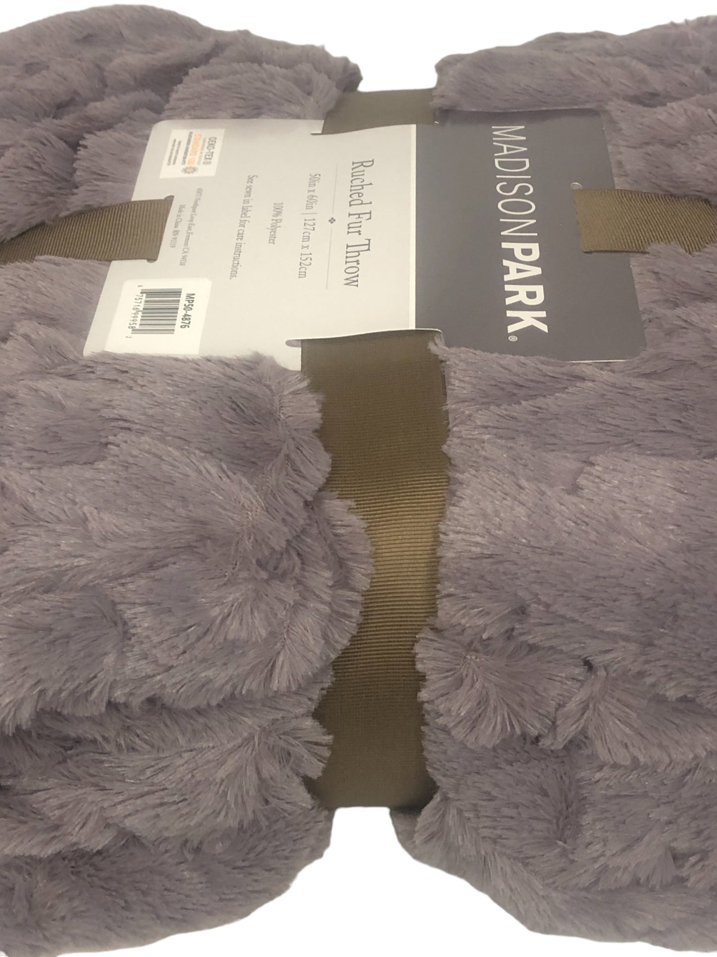 Madison Park Lavender Throw Blanket Soft Blanket Ruched FAUX FUR 50 x 60 LAVENDER