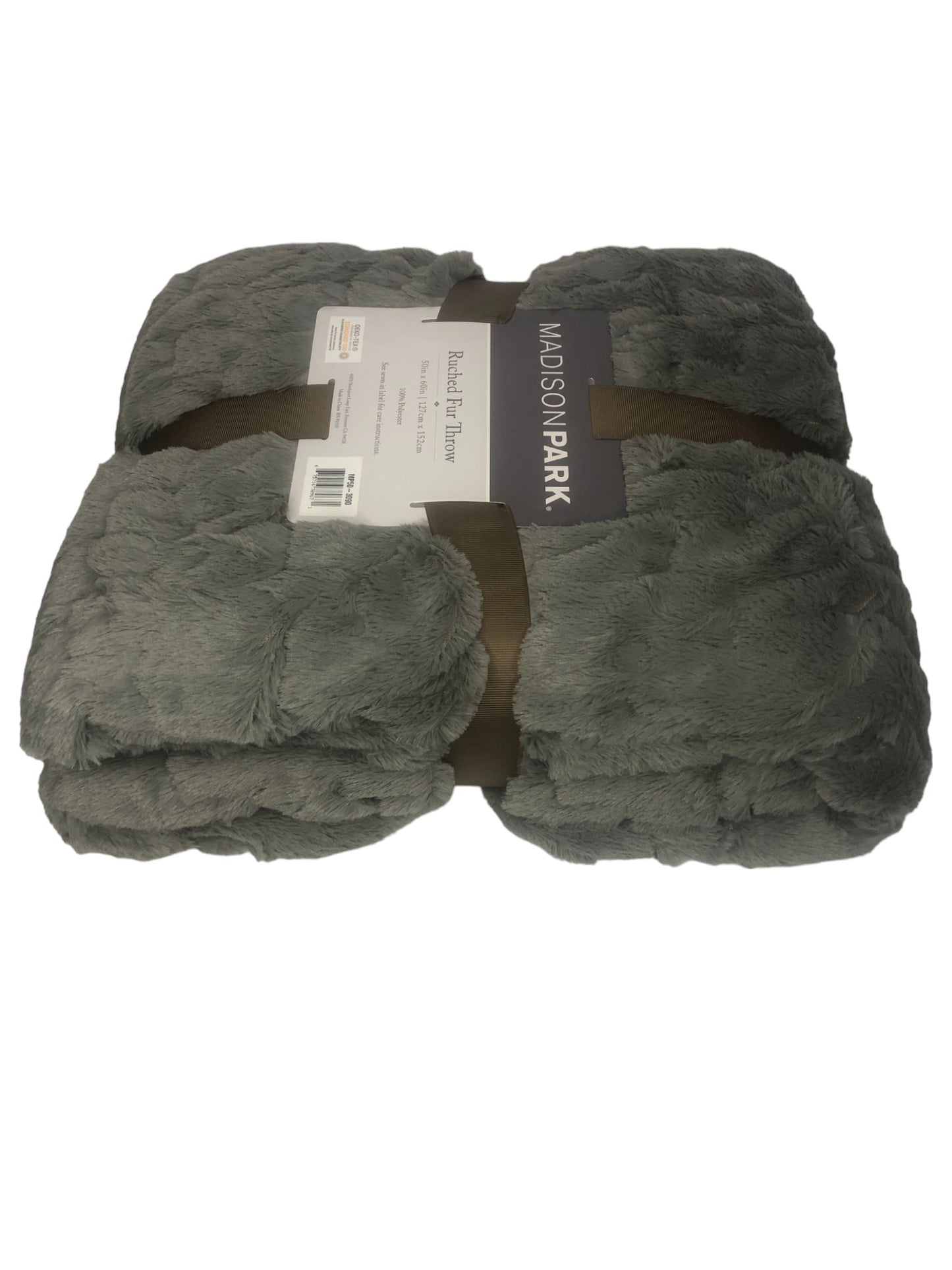 Madison Park Dark Gray Throw Blanket Super Soft RUCHED FAUX FUR Blanket 50 x 60 Dark GRAY