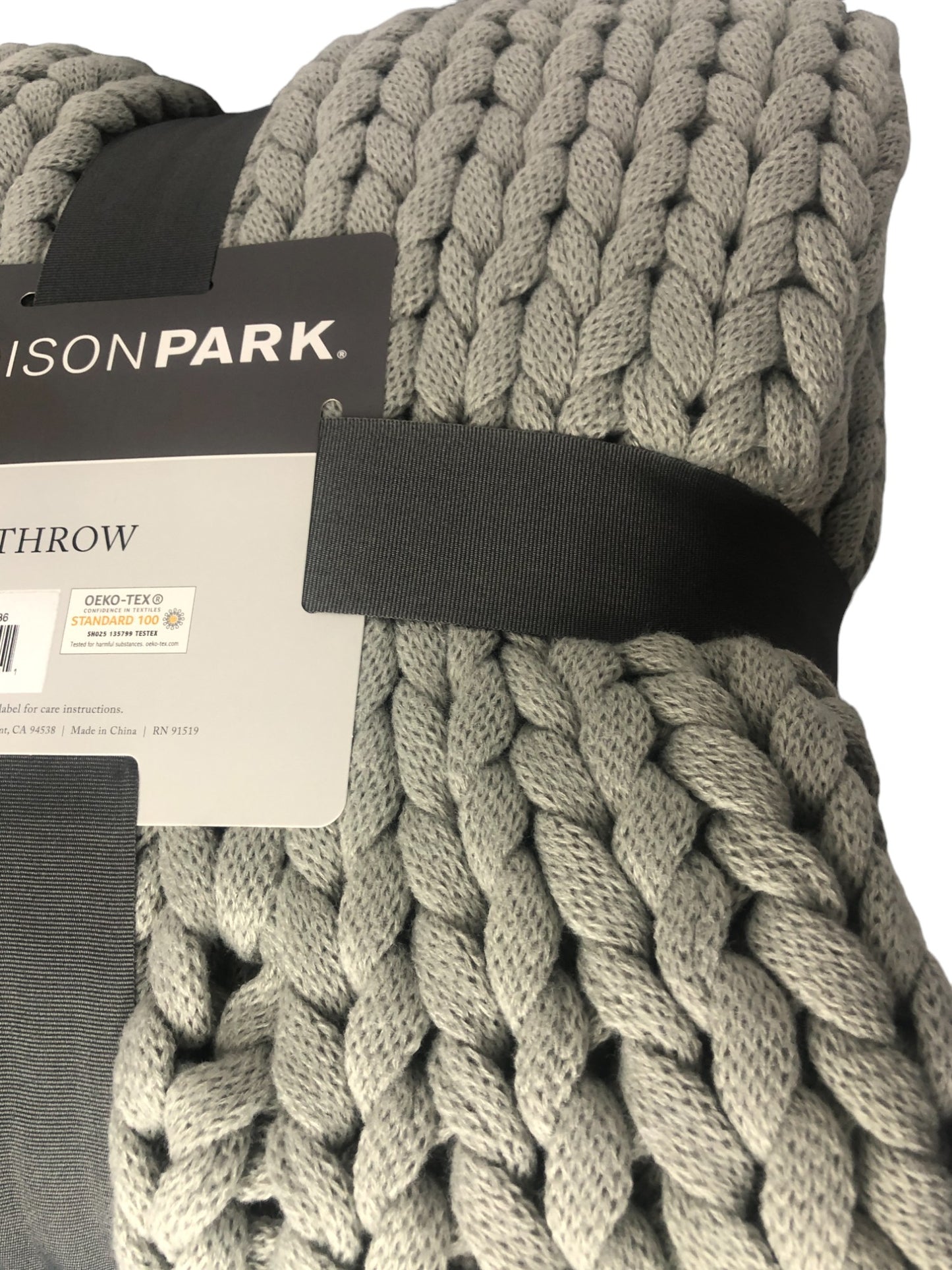 Madison Park Handmade Chunky Double Knit Soft Gray Throw Blanket 50X60