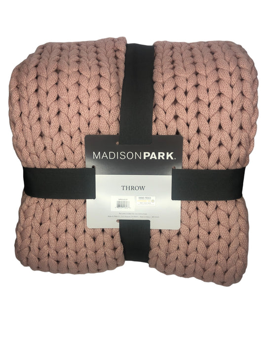 Madison Park PINK Throw Blanket 50 X 60 Handmade Chunky Double Knit Soft PINK