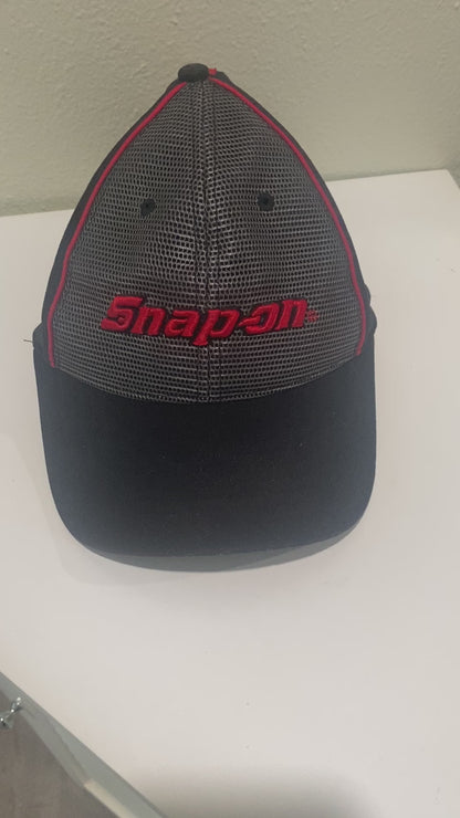 Snap-On Baseball Cap Black Gray RED Embroidered with stretch banding headwear