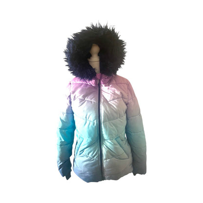 SOLD ** SOLD Juicy Couture GIRLS Puffer Jacket Ombre KIDS Coat with Faux Fur Hoodie Youth Child Large Size 14